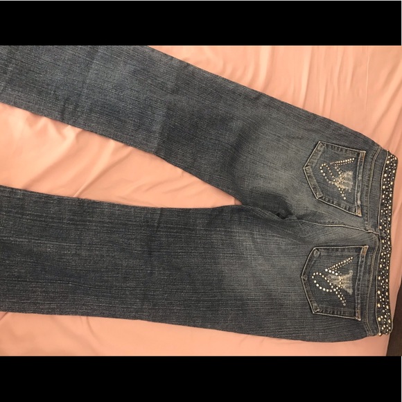 Bebe Studded Waistband Distressed Jeans - Picture 6 of 7